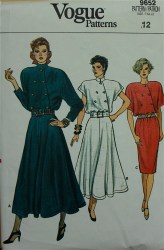 9652 VOGUE 86 LONGER FLARE - STRAIGHT BLOUSON DRESS LENGTHS PATTERN 12 or 16 choice UNCUT